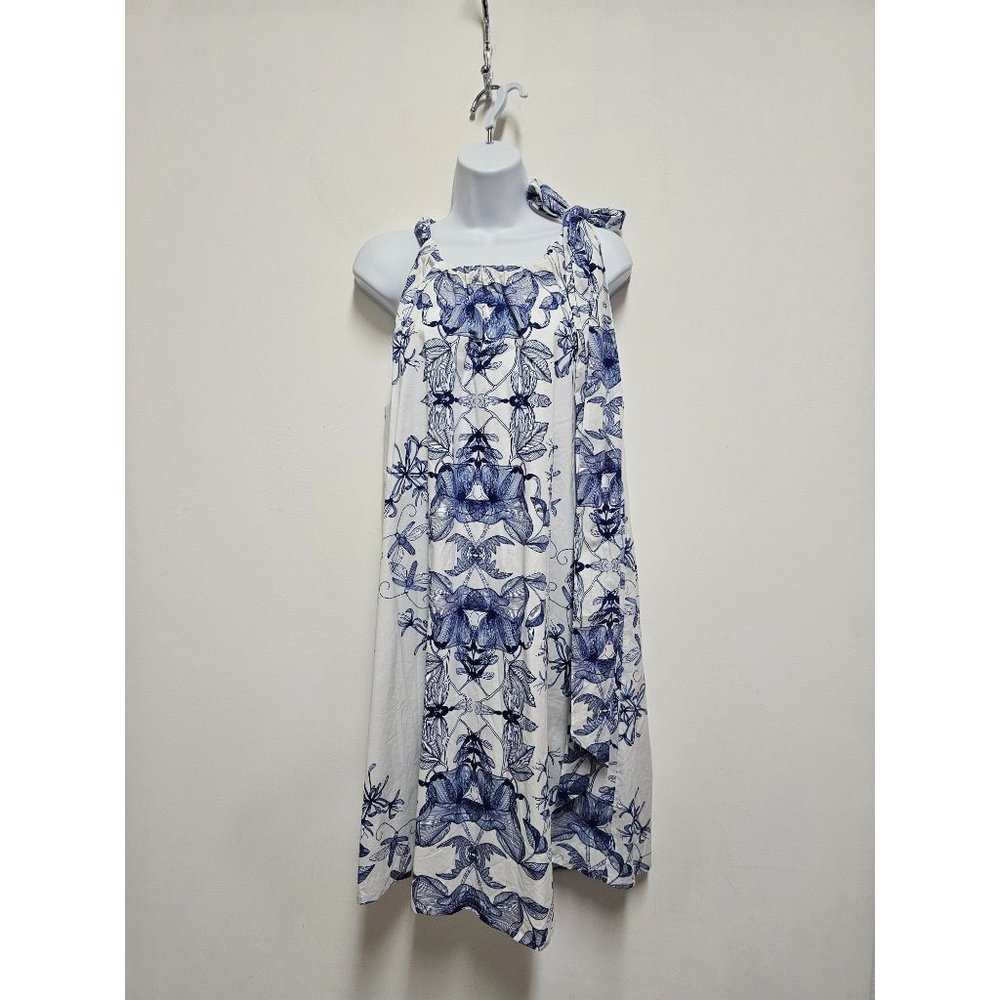 MADDERSON LONDON Floral Printed Side Neckline Bow Size XS